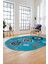 Dijital Baskılı Kaymaz Yıkanabilir Etnik Desenli Oval Mutfak Salon Halısı, O-Etnik-01-Mavi, 2