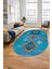 Dijital Baskılı Kaymaz Yıkanabilir Etnik Desenli Oval Mutfak Salon Halısı, O-Etnik-01-Mavi, 5