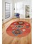 Dijital Baskılı Kaymaz Yıkanabilir Etnik Desenli Oval Mutfak Salon Halısı, O-Etnik-01-Kırmızı, 1