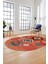 Dijital Baskılı Kaymaz Yıkanabilir Etnik Desenli Oval Mutfak Salon Halısı, O-Etnik-01-Kırmızı, 2