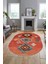 Dijital Baskılı Kaymaz Yıkanabilir Etnik Desenli Oval Mutfak Salon Halısı, O-Etnik-01-Kırmızı, 3