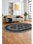 Dijital Kaymaz Yıkanabilir Şık Etnik Desen Oval Yolluk Mutfak Salon Halısı, O-Etnik-04-Gri, 5