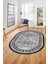 Dijital Kaymaz Yıkanabilir Etnik Desen Oval Yolluk Mutfak Salon Halısı, O-Etnik-03-Gri, 1