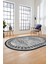 Dijital Kaymaz Yıkanabilir Etnik Desen Oval Yolluk Mutfak Salon Halısı, O-Etnik-03-Gri, 2