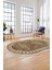 Dijital Kaymaz Yıkanabilir Etnik Desen Oval Yolluk Mutfak Salon Halısı, O-Etnik-03-Kahve, 2