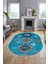 Dijital Baskılı Kaymaz Yıkanabilir Etnik Desenli Oval Mutfak Salon Halısı, O-Etnik-01-Mavi, 3