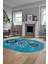Dijital Baskılı Kaymaz Yıkanabilir Etnik Desenli Oval Mutfak Salon Halısı, O-Etnik-01-Mavi, 4