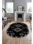 Dijital Kaymaz Yıkanabilir Etnik Desenli Oval Yolluk Mutfak Salon Halısı, O-Etnik-02-Antrasit, 3
