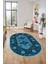 Şık Tasarım Etnik Desenli Dijital Kaymaz Yıkanabilir Oval Yolluk Salon Halısı, O-Etnik-08-Mavi, 5