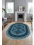 Dijital Kaymaz Yıkanabilir Şık Etnik Desen Oval Yolluk Mutfak Salon Halısı, O-Etnik-04-Mavi, 2