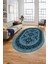 Dijital Kaymaz Yıkanabilir Şık Etnik Desen Oval Yolluk Mutfak Salon Halısı, O-Etnik-04-Mavi, 4