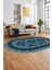 Dijital Kaymaz Yıkanabilir Şık Etnik Desen Oval Yolluk Mutfak Salon Halısı, O-Etnik-04-Mavi, 5