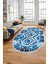 Modern Tasarım Etnik Desen Dijital Kaymaz Yıkanabilir Oval Yolluk Salon Halısı, O-Etnik-09-Mavi, 2
