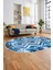Modern Tasarım Etnik Desen Dijital Kaymaz Yıkanabilir Oval Yolluk Salon Halısı, O-Etnik-09-Mavi, 3