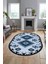 Dijital Kaymaz Yıkanabilir Etnik Desenli Oval Yolluk Mutfak Salon Halısı, O-Etnik-02-Mavi, 3