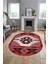 Etnik Desenli Dijital Baskılı Kaymaz Yıkanabilir Oval Yolluk Mutfak Salon Halısı, O-Etnik-05-Bordo, 2