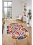 Modern Tasarım Etnik Desen Dijital Kaymaz Yıkanabilir Oval Yolluk Salon Halısı, O-Etnik-09-Renkli, 4