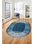 Dijital Kaymaz Yıkanabilir Yeni Etnik Desen Oval Yolluk Mutfak Salon Halısı, O-Etnik-16-Mavi, 3