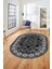 Sade Etnik Desen Kaymaz Yıkanabilir Oval Yolluk Mutfak Salon Koridor Halısı, O-Etnik-19-Gri, 2