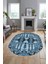 Şık Etnik Desen Kaymaz Yıkanabilir Oval Yolluk Mutfak Salon Koridor Halısı, O-Etnik-20-Mavi, 4