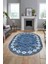Sade Etnik Desen Kaymaz Yıkanabilir Oval Yolluk Mutfak Salon Koridor Halısı, O-Etnik-19-Mavi, 4