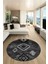 Dijital Kaymaz Yıkanabilir Etnik Desenli Yuvarlak Mutfak Salon Halısı, Y-Etnik-01-Gri, 2