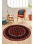 Dijital Kaymaz Yıkanabilir Şık Etnik Desen Yuvarlak Mutfak Salon Halısı, Y-Etnik-04-Kırmızı, 2