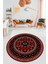 Dijital Kaymaz Yıkanabilir Şık Etnik Desen Yuvarlak Mutfak Salon Halısı, Y-Etnik-04-Kırmızı, 3