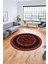 Dijital Kaymaz Yıkanabilir Şık Etnik Desen Yuvarlak Mutfak Salon Halısı, Y-Etnik-04-Kırmızı, 4