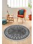 Dijital Kaymaz Yıkanabilir Etnik Desen Yuvarlak Mutfak Salon Halısı, Y-Etnik-03-Antrasit, 3