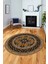 Dijital Kaymaz Yıkanabilir Şık Etnik Desen Yuvarlak Mutfak Salon Halısı, Y-Etnik-04-Kahve, 5