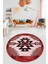 Etnik Desenli Dijital Kaymaz Yıkanabilir Yuvarlak Mutfak Salon Halısı, Y-Etnik-05-Bordo, 3