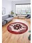Etnik Desenli Dijital Kaymaz Yıkanabilir Yuvarlak Mutfak Salon Halısı, Y-Etnik-05-Bordo, 4