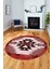 Etnik Desenli Dijital Kaymaz Yıkanabilir Yuvarlak Mutfak Salon Halısı, Y-Etnik-05-Bordo, 5