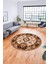 Etnik Klasik Desenli Dijital Kaymaz Yıkanabilir Yuvarlak Salon Halısı, Y-Etnik-07-Kahve, 3
