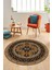Dijital Kaymaz Yıkanabilir Şık Etnik Desen Yuvarlak Mutfak Salon Halısı, Y-Etnik-04-Kahve, 2