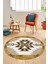 Etnik Desenli Dijital Kaymaz Yıkanabilir Yuvarlak Mutfak Salon Halısı, Y-Etnik-05-Kahve, 2