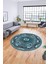 Şık Etnik Desenli Dijital Kaymaz Yıkanabilir Yuvarlak Mutfak Salon Halısı, Y-Etnik-10-Mavi, 2