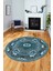 Şık Etnik Desenli Dijital Kaymaz Yıkanabilir Yuvarlak Mutfak Salon Halısı, Y-Etnik-10-Mavi, 3