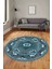 Şık Etnik Desenli Dijital Kaymaz Yıkanabilir Yuvarlak Mutfak Salon Halısı, Y-Etnik-10-Mavi, 5