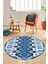 Renkli Etnik Desenli Dijital Kaymaz Yıkanabilir Yuvarlak Mutfak Salon Halısı, Y-Etnik-06-Mavi, 1