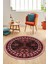 Dijital Kaymaz Yıkanabilir Etnik Desen Yuvarlak Mutfak Salon Halısı, Y-Etnik-03-Pembe, 2