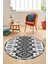 Renkli Etnik Desenli Dijital Kaymaz Yıkanabilir Yuvarlak Mutfak Salon Halısı, Y-Etnik-06-Gri, 1