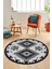 Dijital Kaymaz Yıkanabilir Etnik Desenli Yuvarlak Mutfak Salon Halısı, Y-Etnik-02-Gri, 3