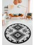 Dijital Kaymaz Yıkanabilir Etnik Desenli Yuvarlak Mutfak Salon Halısı, Y-Etnik-02-Gri, 4