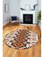 Renkli Etnik Desenli Dijital Kaymaz Yıkanabilir Yuvarlak Mutfak Salon Halısı, Y-Etnik-06-Turuncu, 4