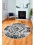Modern Tasarım Etnik Desenli Dijital Kaymaz Yıkanabilir Yuvarlak Salon Halısı, Y-Etnik-09-Gri, 3
