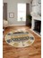 Dijital Kaymaz Yıkanabilir Motifli Etnik Desenli Yuvarlak Mutfak Salon Halısı, Y-Etnik-15-Kahve, 4