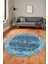 Yeni Tasarım Etnik Desenli Yıkanabilir Yuvarlak Mutfak Salon Koridor Halısı, Y-Etnik-17-Mavi, 2