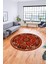 Etnik Klasik Desenli Dijital Kaymaz Yıkanabilir Yuvarlak Salon Halısı, Y-Etnik-07-Kırmızı, 3